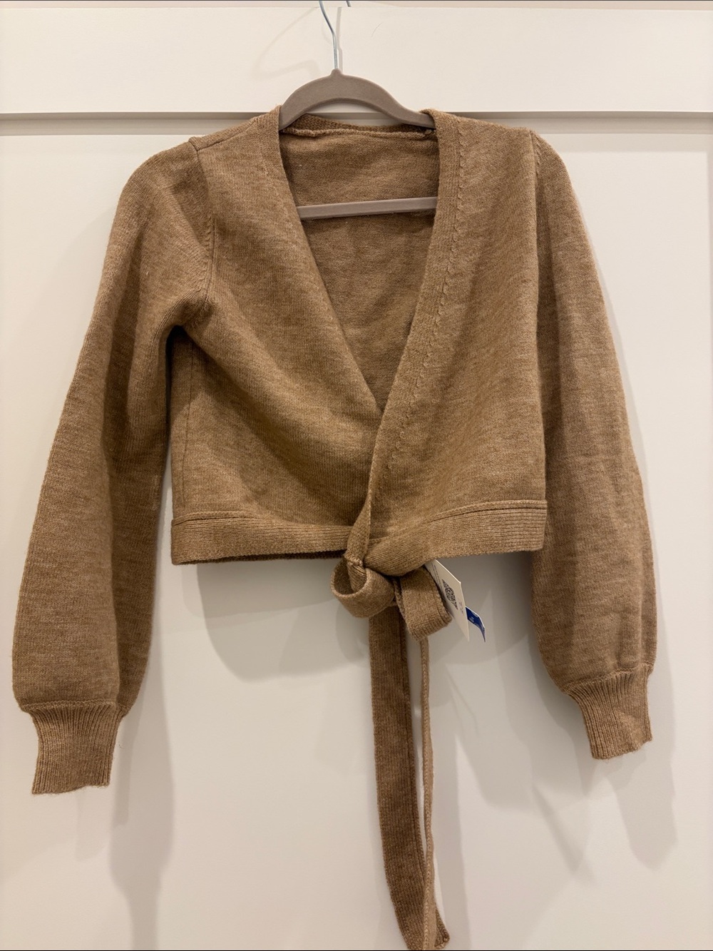 Cider Chestnut Wrap Tie Crop Cardigan
